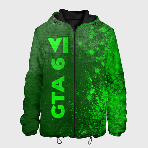 Мужская куртка GTA 6 - green gradient по-вертикали / 3D-Черный – фото 1