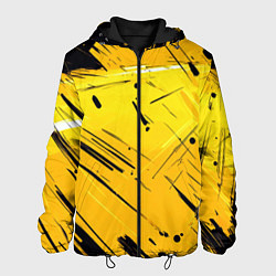 Куртка с капюшоном мужская Желтая краска на черном фоне, цвет: 3D-черный