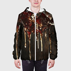 Куртка с капюшоном мужская Стекающий мед - текстура, цвет: 3D-белый — фото 2