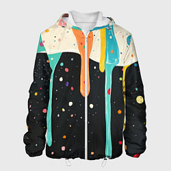 Куртка с капюшоном мужская Разноцветные капли текстура, цвет: 3D-белый