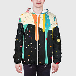 Куртка с капюшоном мужская Разноцветные капли текстура, цвет: 3D-белый — фото 2