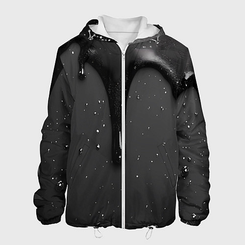 Мужская куртка Черная текстура - хром / 3D-Белый – фото 1