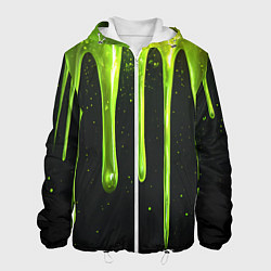 Куртка с капюшоном мужская Слизь зеленая текстура, цвет: 3D-белый