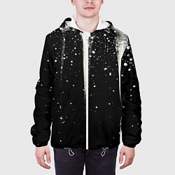 Куртка с капюшоном мужская Белые брызги на черном, цвет: 3D-белый — фото 2