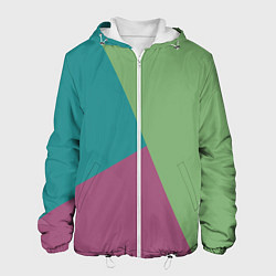Куртка с капюшоном мужская Сине-зелёно-розовый тёмный трёхцветный, цвет: 3D-белый