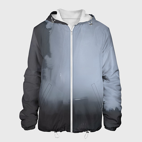 Мужская куртка Абстракция с серым и черным / 3D-Белый – фото 1