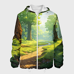 Куртка с капюшоном мужская Fabulous forest, цвет: 3D-белый