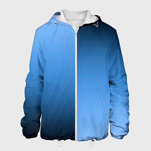 Мужская куртка Градиент сине-голубой пополам / 3D-Белый – фото 1