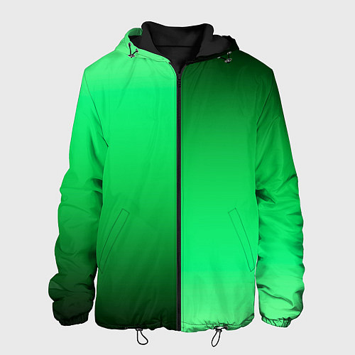Мужская куртка Чёрно-зелёный градиент пополам / 3D-Черный – фото 1