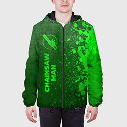 Куртка с капюшоном мужская Chainsaw Man - green gradient по-вертикали, цвет: 3D-черный — фото 2