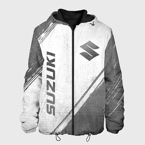 Мужская куртка Suzuki - white gradient вертикально / 3D-Черный – фото 1