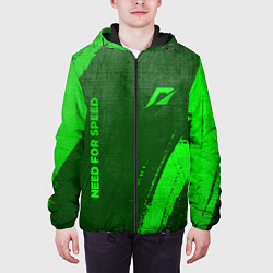 Куртка с капюшоном мужская Need for Speed - green gradient вертикально, цвет: 3D-черный — фото 2