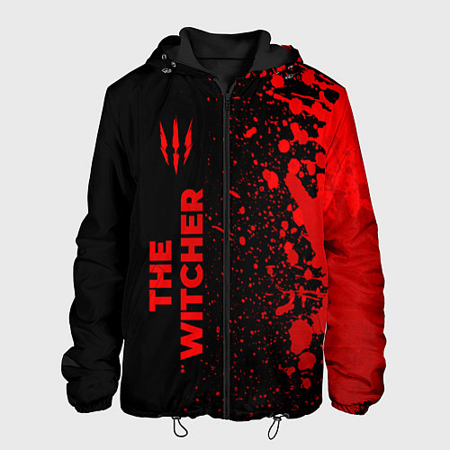 Мужская куртка The Witcher - red gradient по-вертикали / 3D-Черный – фото 1