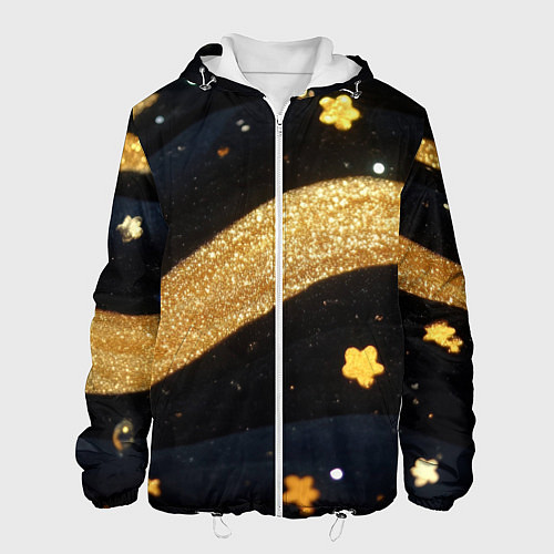Мужская куртка Золотые волны текстура / 3D-Белый – фото 1