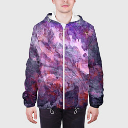 Куртка с капюшоном мужская Абстракция - purple space stone, цвет: 3D-белый — фото 2