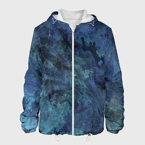 Мужская куртка Абстракция - dark blue sea stone / 3D-Белый – фото 1