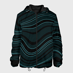 Куртка с капюшоном мужская Тёмный синий волнистые полосы, цвет: 3D-черный