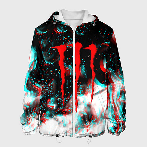 Мужская куртка Monster energy огонь глитч / 3D-Белый – фото 1