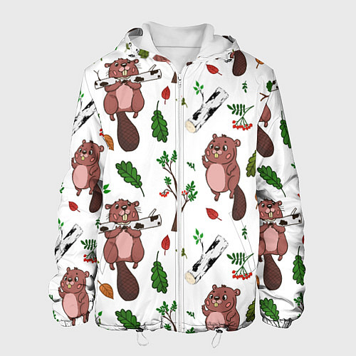 Мужская куртка Бобер и полено / 3D-Белый – фото 1