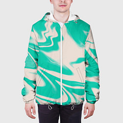 Куртка с капюшоном мужская Color white turquoise, цвет: 3D-белый — фото 2