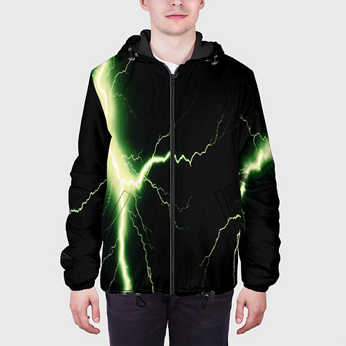 Мужская куртка Lightning yellow текстура / 3D-Черный – фото 3