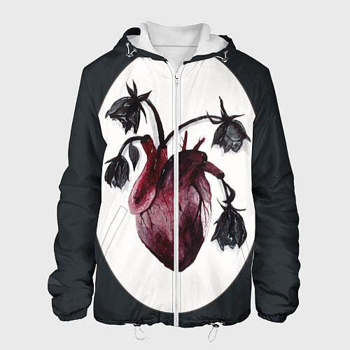 Мужская куртка Цветы любви: увядшее сердце / 3D-Белый – фото 1
