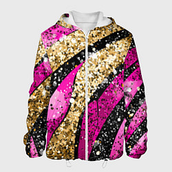 Мужская куртка Розовые и золотые полосы - текстура