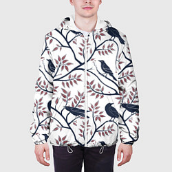 Куртка с капюшоном мужская Вороны на ветках, цвет: 3D-белый — фото 2