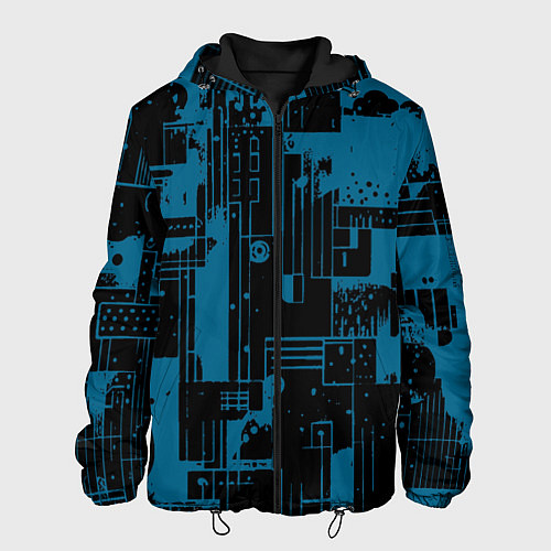 Мужская куртка Чёрно-синий абстракция геомтеричный / 3D-Черный – фото 1