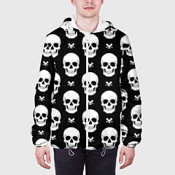Куртка с капюшоном мужская Черепной фон, цвет: 3D-белый — фото 2