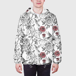 Куртка с капюшоном мужская Колибри и розы, цвет: 3D-белый — фото 2