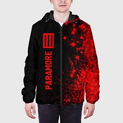 Куртка с капюшоном мужская Paramore - red gradient по-вертикали, цвет: 3D-черный — фото 2