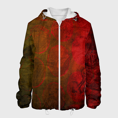 Мужская куртка Абстракция - green circles in red / 3D-Белый – фото 1