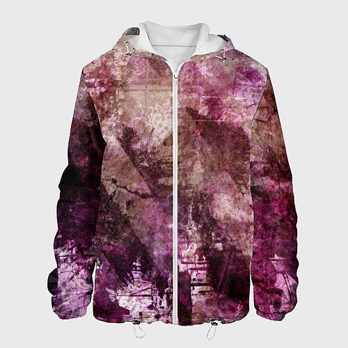 Мужская куртка Абстракция - dark trash atom with violet / 3D-Белый – фото 1