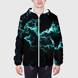 Куртка с капюшоном мужская Lightning light blue glow, цвет: 3D-белый — фото 2
