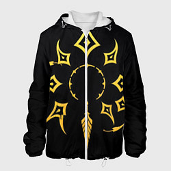 Куртка с капюшоном мужская Этнический паттерн на черном, цвет: 3D-белый