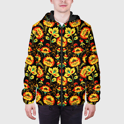 Мужская куртка Русская узорная роспись / 3D-Черный – фото 3