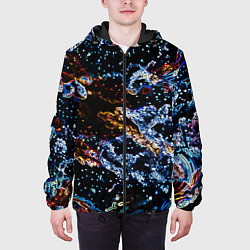 Куртка с капюшоном мужская Звёздно-кислотная абстракция, цвет: 3D-черный — фото 2