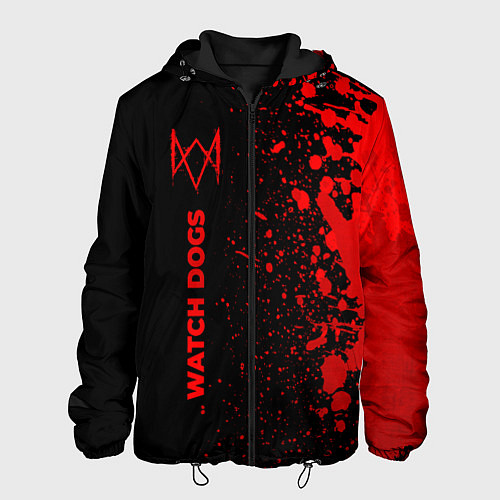 Мужская куртка Watch Dogs - red gradient по-вертикали / 3D-Черный – фото 1