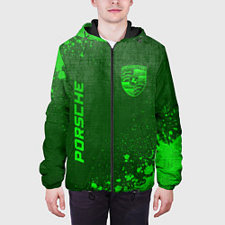 Куртка с капюшоном мужская Porsche - green gradient вертикально, цвет: 3D-черный — фото 2