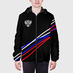 Куртка с капюшоном мужская Герб и полосы цветов флага на чёрном, цвет: 3D-черный — фото 2