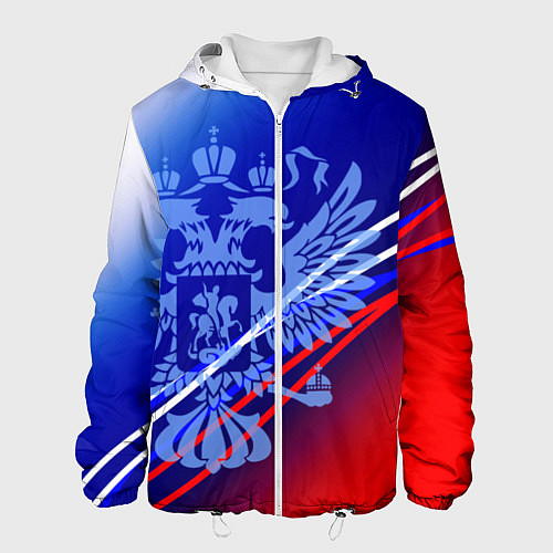 Мужская куртка Герб России и градиент бело-сине-красный / 3D-Белый – фото 1