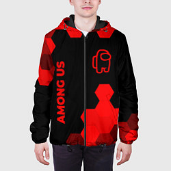 Куртка с капюшоном мужская Among Us - red gradient вертикально, цвет: 3D-черный — фото 2