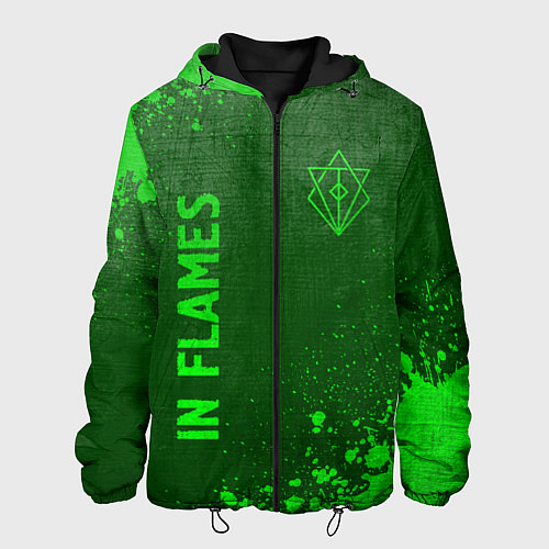 Мужская куртка In Flames - green gradient вертикально / 3D-Черный – фото 1