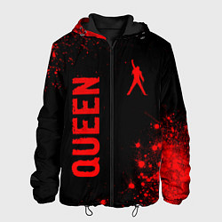 Куртка с капюшоном мужская Queen - red gradient вертикально, цвет: 3D-черный
