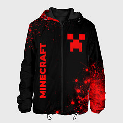 Куртка с капюшоном мужская Minecraft - red gradient вертикально, цвет: 3D-черный
