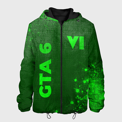Мужская куртка GTA 6 - green gradient вертикально / 3D-Черный – фото 1