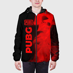 Куртка с капюшоном мужская PUBG - red gradient по-вертикали, цвет: 3D-черный — фото 2