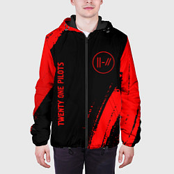 Куртка с капюшоном мужская Twenty One Pilots - red gradient вертикально, цвет: 3D-черный — фото 2
