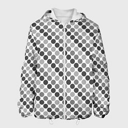 Куртка с капюшоном мужская Черный и серый горох на белом фоне, цвет: 3D-белый